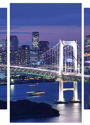 Модульная картина на холсте на стену для интерьера/спальни/офиса dk ночной город 100х53 см (m3-g311)