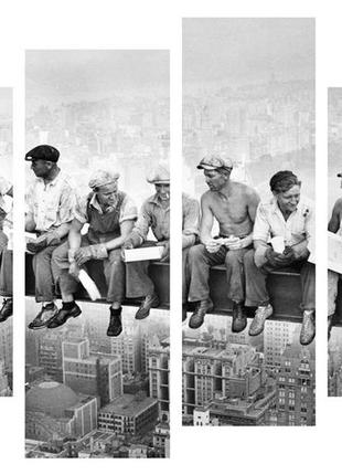 Модульна картина на полотні на стіну для інтер`єру/спальні/прихожої dk обід на хмарочосі 112х75 см (dkpm4-obed)