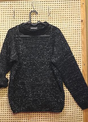 Классная кофточка с чокером, трендовый серебристый люрекс