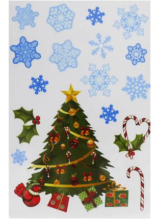 Набор новогодних наклеек 4 в 1 melinera, многоразовые наклейки новогодние 4 листа 22,5 х 33 см2 фото
