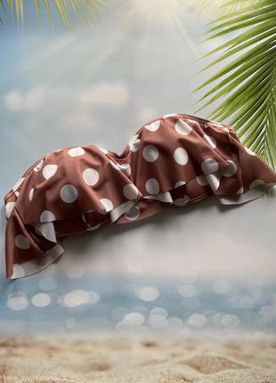 Верх від купальника бандо волан принт горошок