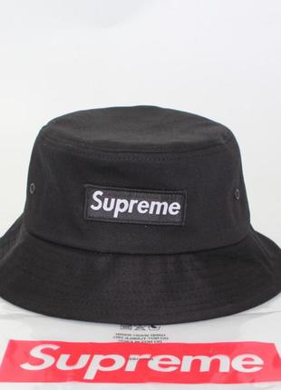 Панама капелюх supreme супрім чорна з чорним лого