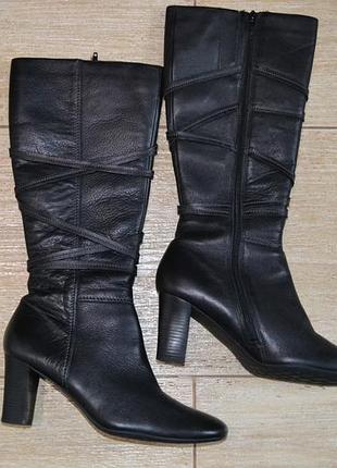 Ecco 40р сапоги кожаные высокие демисезонные. еврозима