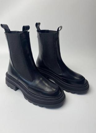 Черевики жіночі шкіряні челсі на тракторній підошві ❤️