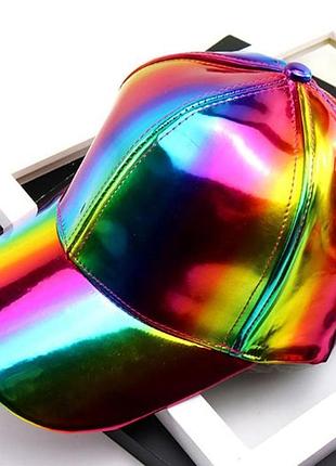 Кепка бейсболка блискуча голограма райдужна