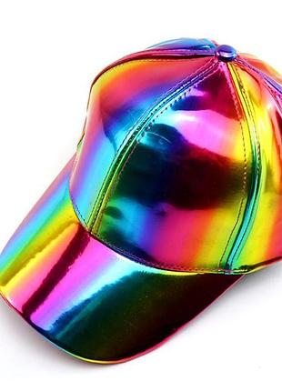Кепка бейсболка блестящая голограмма радужная