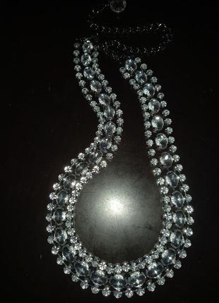 Пояс женский вечерний нарядный с белыми прозрачными камнями1 фото