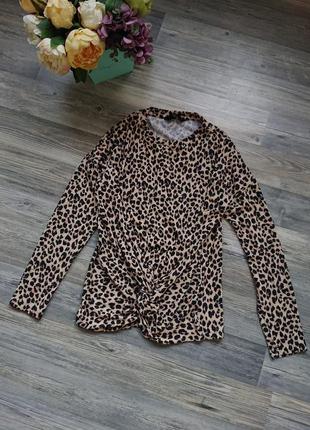 Женский свитер с узлом леопардовая расцветка кофта джемпер пуловер р.s/m1 фото