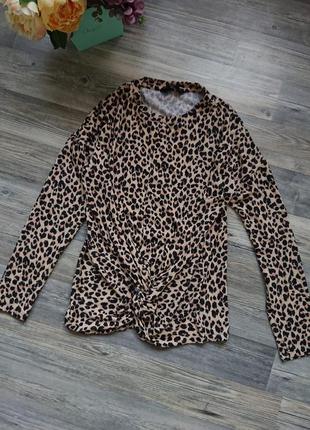 Женский свитер с узлом леопардовая расцветка кофта джемпер пуловер р.s/m3 фото