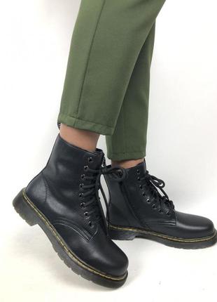 Женские ботинки на шнуровке черные кожаные 36 размер