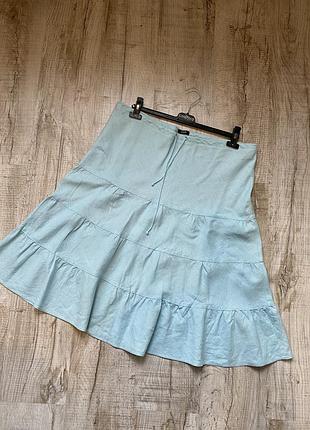 Голубая льняная летняя юбка на кулиске. j.crew, р. 50-52 наш