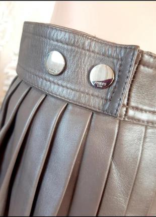 Брендовая кожаная юбка плиссе натуральная кожа плиссированная ports 19612 фото