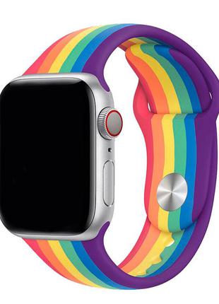 Ремешок apple watch silicone 42/44  mm rainbow радуга1 фото