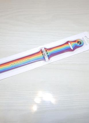 Ремешок apple watch silicone 42/44  mm rainbow радуга2 фото