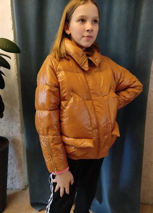 Зимова куртка пуховик коричнева дизайнерська модель від fashion studio8 фото