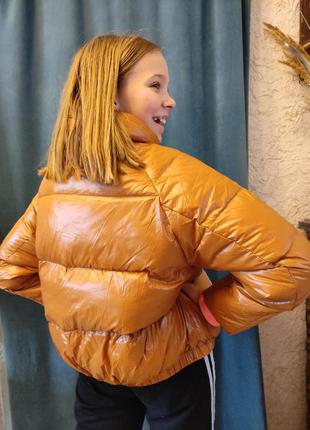 Зимова куртка пуховик коричнева дизайнерська модель від fashion studio10 фото