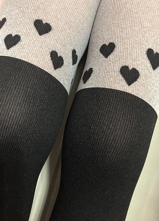 Якісні фірмові колготки з сердечками calzedonia longuette cuori grigio mel.