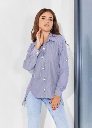 Стильная полосатая асимметричная рубашка