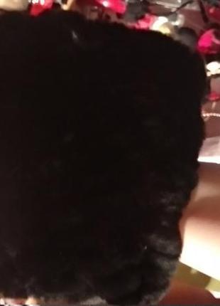 Женская шапка черная кролик натуральный мех теплая6 фото