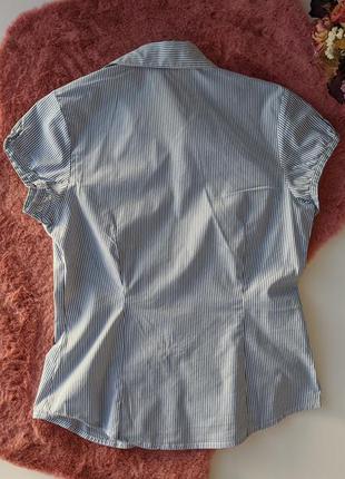 Pimkie блузка белая в синюю полоску с коротким рукавом блуза3 фото