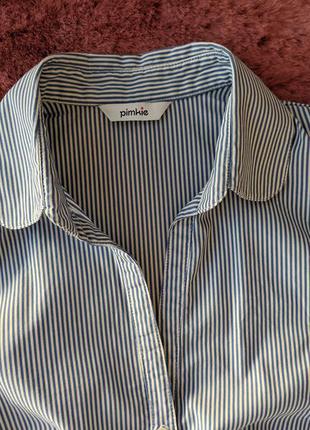 Pimkie блузка белая в синюю полоску с коротким рукавом блуза4 фото