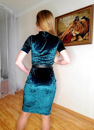 Велюровое платье изумрудного цвета calliope4 фото