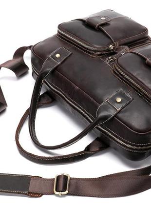 Сумка-портфель мужская из кожи vintage 20004 коричневая, коричневый5 фото