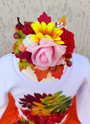 Костюм горобинки горобини калини плаття на свято осені осінній вінок костюм осені6 фото