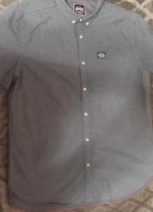Мужская рубашка тенниска хлопок под джинс,размер l-xl 48-50разм от superdry4 фото