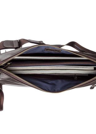 Деловая мужская сумка из гладкой кожи на плечо shvigel 11251 коричневая, коричневый5 фото
