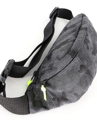Практичная поясная сумка-бананка унисекс серая камуфляж (051091)