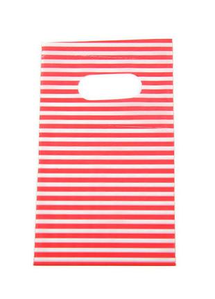 Подарочные пакеты целлофановые "красные линии" 9x15см (упаковка 50 шт)