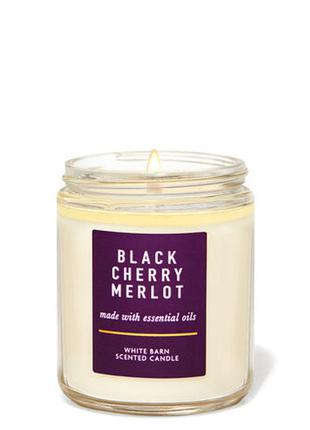 Однофитильная свеча ароматизированная bath & body works - black cherry merlot