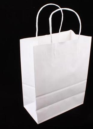 Подарункові пакети білі 21*15*8 см (упаковка 12 шт)