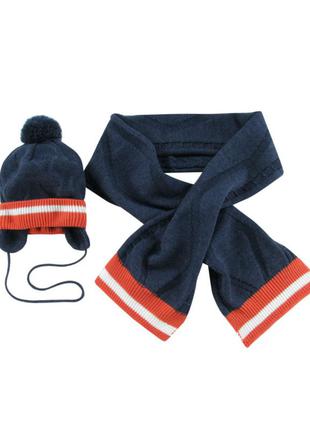 Комплект wojcik шапка +шарф на хлопчика синього кольору / розмір: 68,74,80,92,981 фото