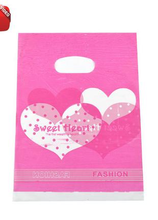 Подарункові пакети поліетиленові з сердечком 15х20см (упаковка 100 шт) відео