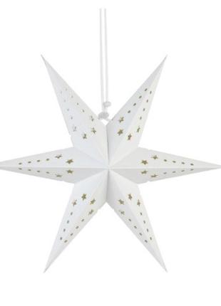 Гірлянда 3d біла зірка шестикутна - діаметр 30см, картон