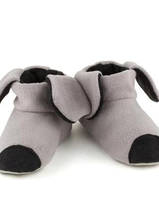 Домашние тапочки с ушками "собачки" серо-черные унисекс