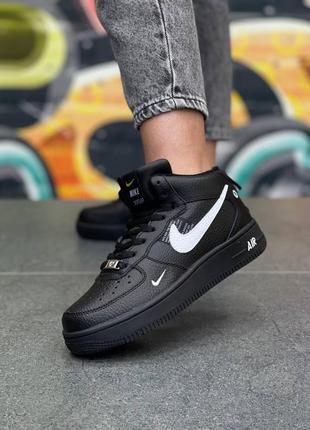 ❄️зимние кроссовки найк женские с мехом❄️nike air force lv8 black❄️жіночі зимні кросівки4 фото