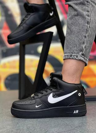 ❄️зимние кроссовки найк женские с мехом❄️nike air force lv8 black❄️жіночі зимні кросівки7 фото