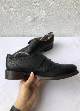 👞чёрные кожаные туфли clarks/чёрные кожаные броги/туфли кожа👞9 фото