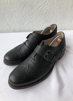 👞чёрные кожаные туфли clarks/чёрные кожаные броги/туфли кожа👞8 фото