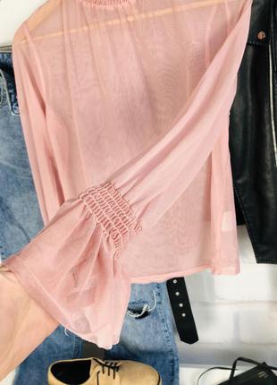Гольф - блуза прозрачная нежно розового цвета3 фото