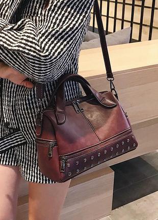 Жіноча сумка sophie burgundy. довга та коротка ручки.4 фото