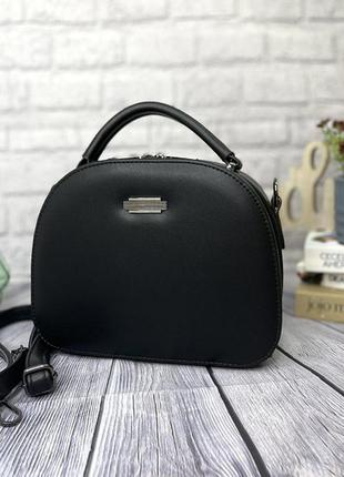 Класична жіноча міні сумочка клатч на плече чорна, маленька сумка для дівчат еко шкіра
