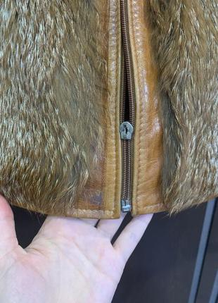 Меховый жилет желет из лисы с вставками кожи5 фото