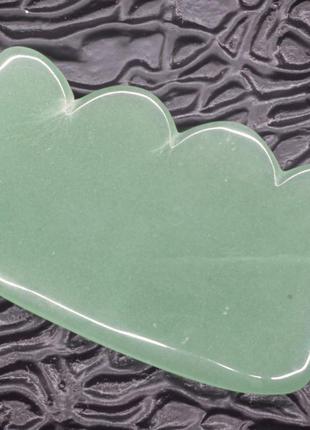 Скребок гуаша из натурального камня нефрит