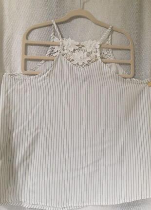 100% вискоза, штапель женская летняя вискозная блуза, блузка, майка с кружевом.4 фото