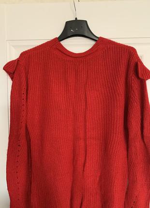 Review красный пуловер свитерок свитер  с рюшами s- m размер6 фото