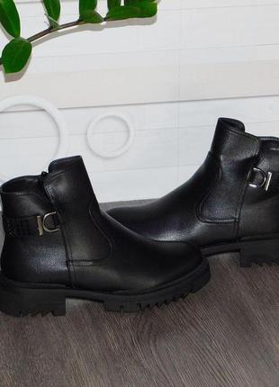 Зимние ботиночки женские черные7 фото